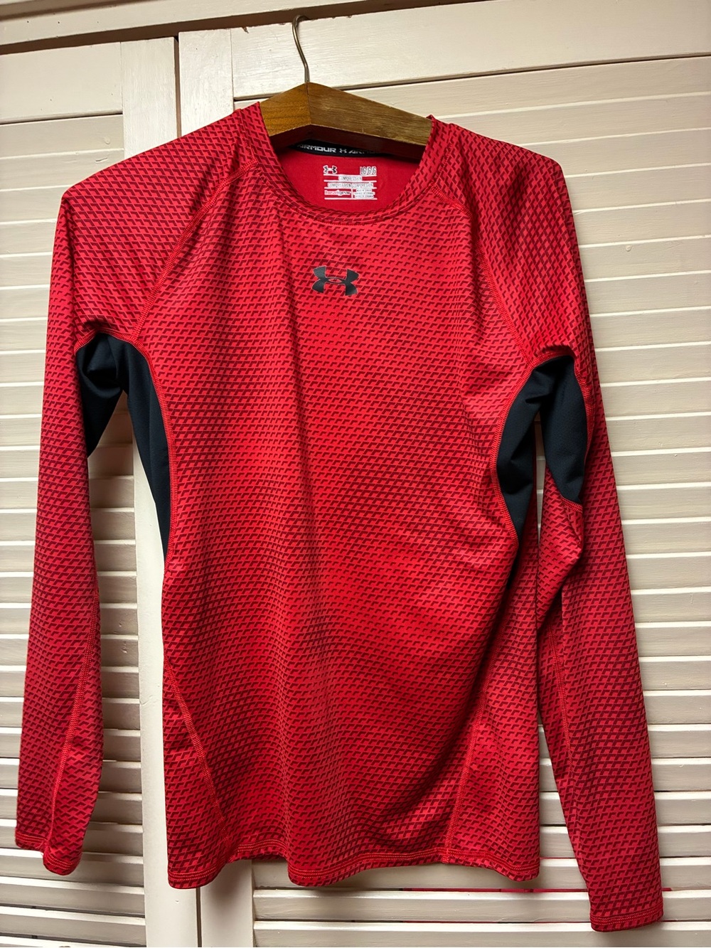 Under Armour Men’s Red Long-Sleeve Training Top with Black Panels
